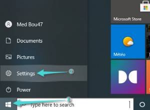 فتح قائمة إبدأ على ويندوز 10