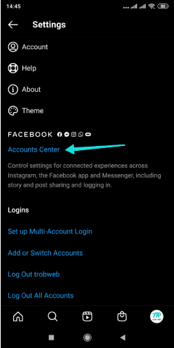 مركز الحسابات في إنستقرام