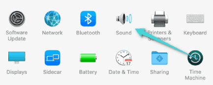 قسم الأصوات في تفضيلات النظام على الماك