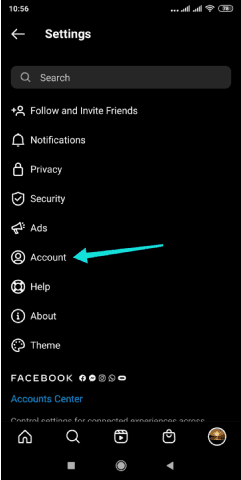 إعدادات حساب انستقرام