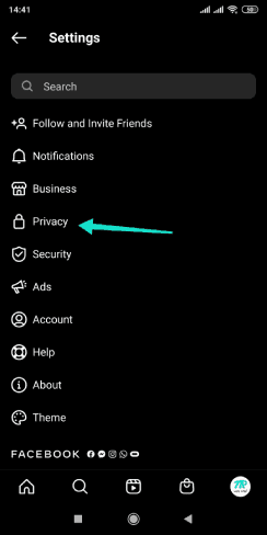 إعدادات خصوصية حساب انستقرام
