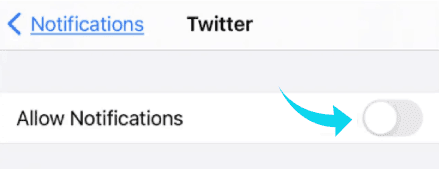 إيقاف إشعارات توتير على الايفون