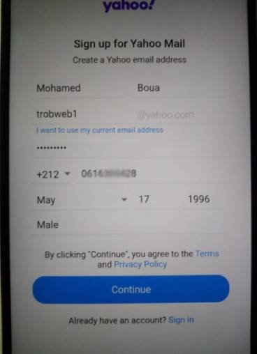 كيفية إنشاء إيميل ياهو عبر تطبيق الهاتف