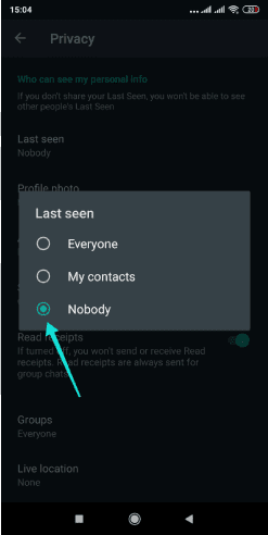 إخفاء آخر ظهور في whatsapp