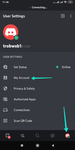 إعدادات حساب Discord