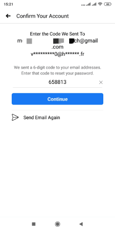 استعادة حساب فيسبوك عبر التطبيق