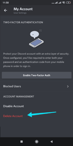 كيفية حذف حساب discord