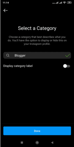 تحديد تصنيف حساب انستقرام التجاري