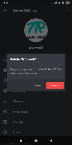 تأكيد حذف سيرفر Discord