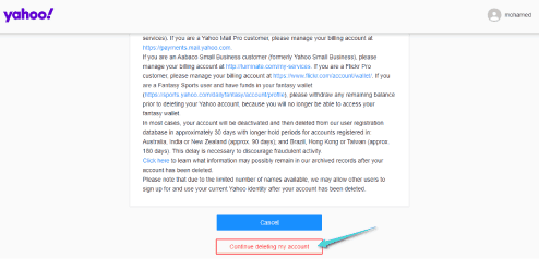 حذف حساب ياهو نهائيا