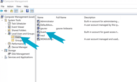 تمكين حساب الضيف من أداة إدارة الكمبيوتر
