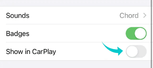 تعطيل إشعارات التطبيقات في Carplay