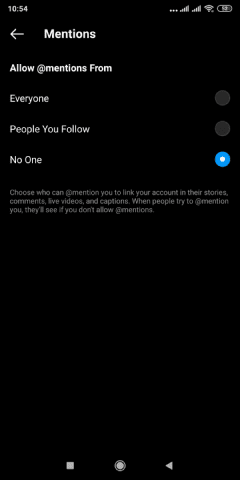 كيفية منع المنشن إليك في instagram