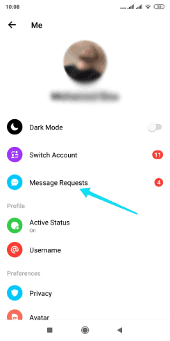 طلبات المراسلة على Facebook Messenger