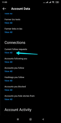 عرض طلبات المتابعة التي أرسلتها على انستقرام