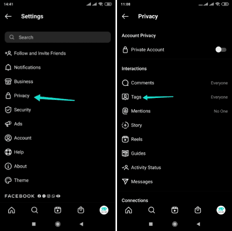 كيفية منع الإشارة إليك في إنستقرام