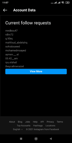 قائمة طلبات المتابعة المعلقة على انستقرام