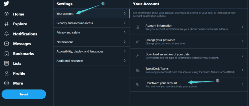 تعطيل حساب تويتر مؤقتا
