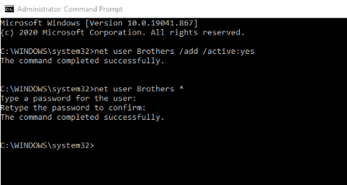 إنشاء حساب مستخدم ضيف عبر موجه الأوامر