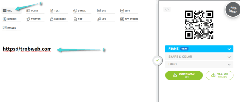 تحويل الرابط الى كود QR عبر موقع qr-code-generator