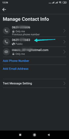 إخفاء رقم الهاتف من فيسبوك