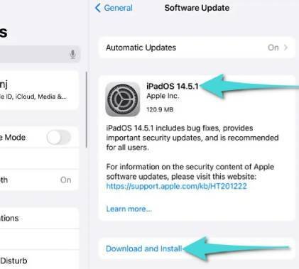 تحديث نظام الايباد إلى آخر إصدار