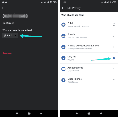 كيف أخفي رقم الهاتف من فيسبوك