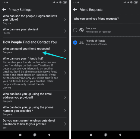 تعطيل زر إضافة صديق في فيسبوك عبر تطبيق الهاتف