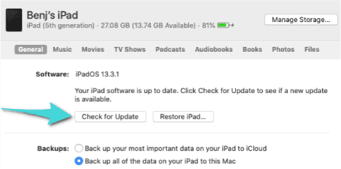 كيفية تحديث نظام الايباد من الكمبيوتر