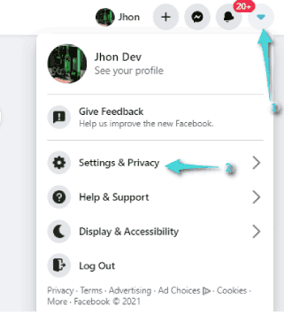 الإعدادات والخصوصية على فيسبوك
