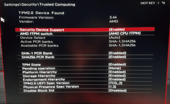 تمكين TPM 2.0 من أجل ويندوز 11
