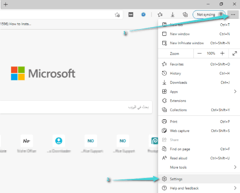 إعدادات Microsoft Edge
