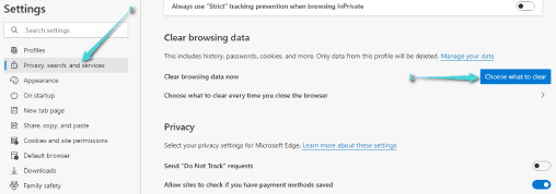 مسح بيانات التصفح في مايكروسوفت إيدج