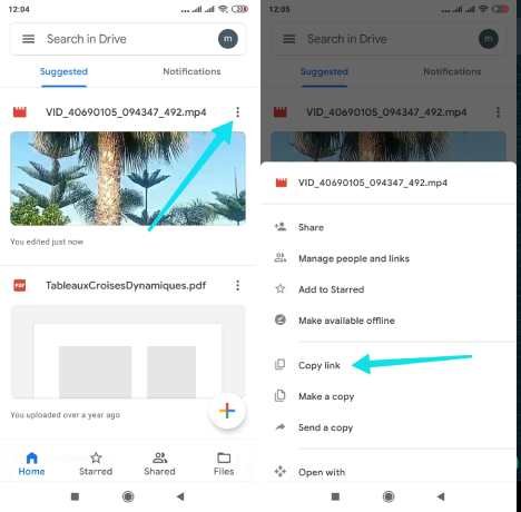 نسخ رابط الفيديو من جوجل درايف