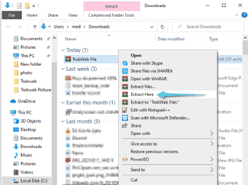 استخراج الصور من ملف zip