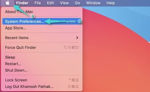 تفضيلات النظام على الماك