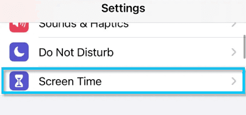 تمكين Screen Time