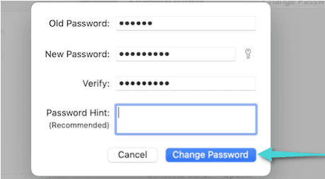 تغيير كلمة السر على جهازك Mac