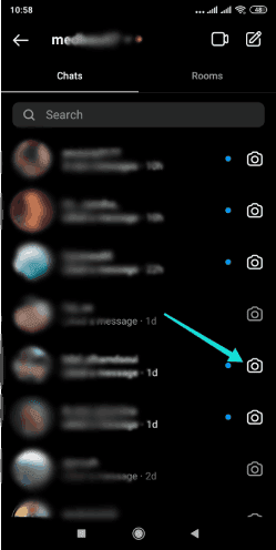 إرسال صورة أو فيديو على انستقرام