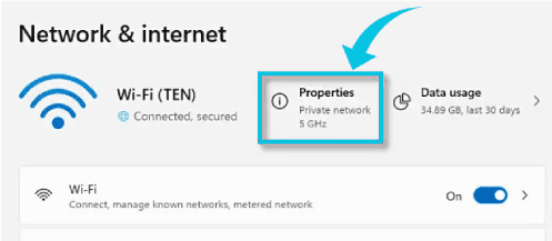 خصائص الشبكة على ويندوز 11