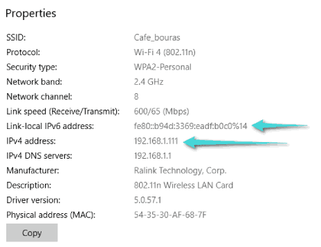 معرفة عنوان IP الداخلي على ويندوز 11