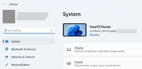 تغيير اسم الكمبيوتر في Windows 11