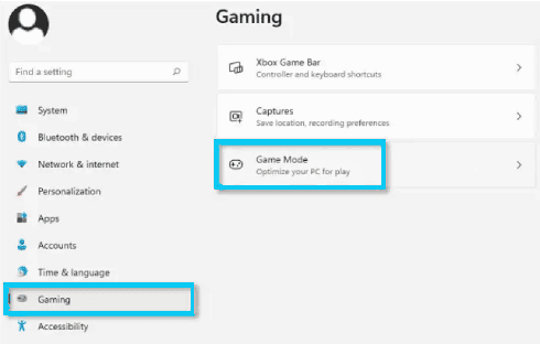 إعدادات وضع اللعب في ويندوز 11