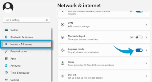 تمكين وضع الطائرة في الكمبيوتر