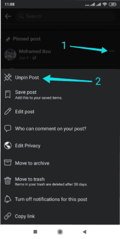 تثبيت منشور في facebook