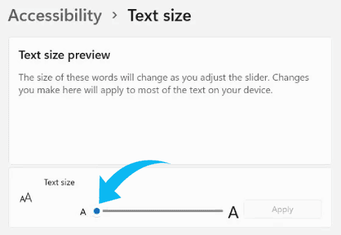 طريقة تغيير حجم الخط في ويندوز 11