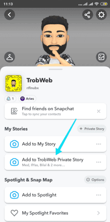 مشاركة ستوري مع أشخاص محددين على سناب شات