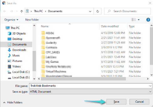 تصدير bookmarks من جوجل كروم