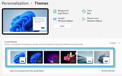 تغيير ثيم وخلفية سطح المكتب على Windows 11