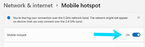 تمكين نقطة الاتصال في الكمبيوتر على ويندوز 11